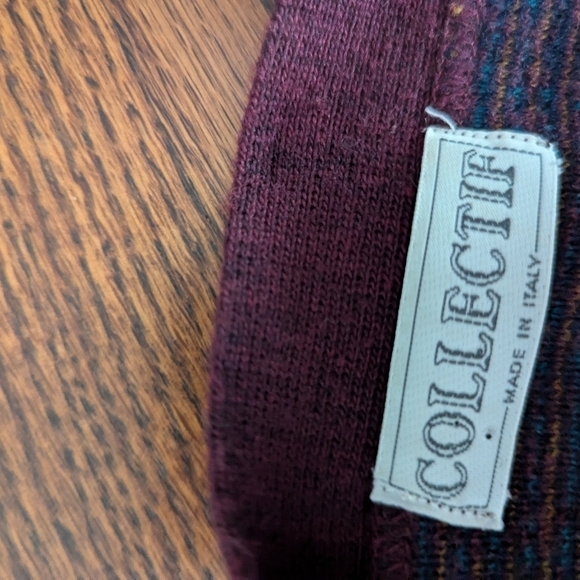 Vtg Cardigan wool blend Italian Made burgundy herringbone grandpa sweater sz M - Picture 7 of 11